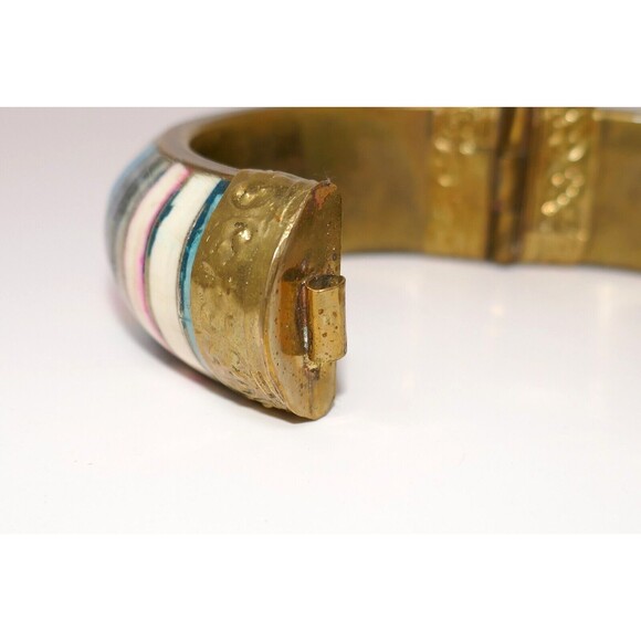 Colorful Brass Pull Pin Hinged Bangle Bracelet - Picture 9 of 12